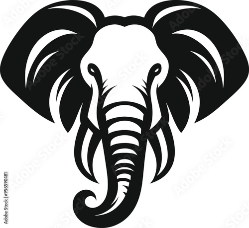 Wallpaper Mural A creative minimal elephant head logo design vector silhouette animal, An elegant cute creative minimal elephant head logo symbol icon silhouette design vector Torontodigital.ca