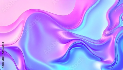 Wallpaper Mural Foil texture that is both iridescent and holographic. fluid shapes in shades of pink, purple, and blue, liquid metal, foil, wavy with shiny texture.  Torontodigital.ca