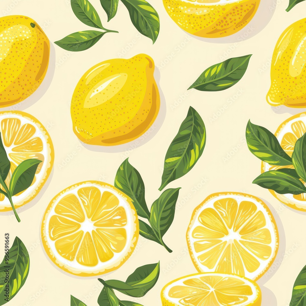 Seamless beautiful decorative lemons pattern background Seamless beautiful decorative lemons pattern background