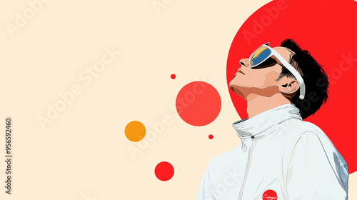 An astronaut in a stylized or retro art style, reminiscent of classic sci-fi illustrations 