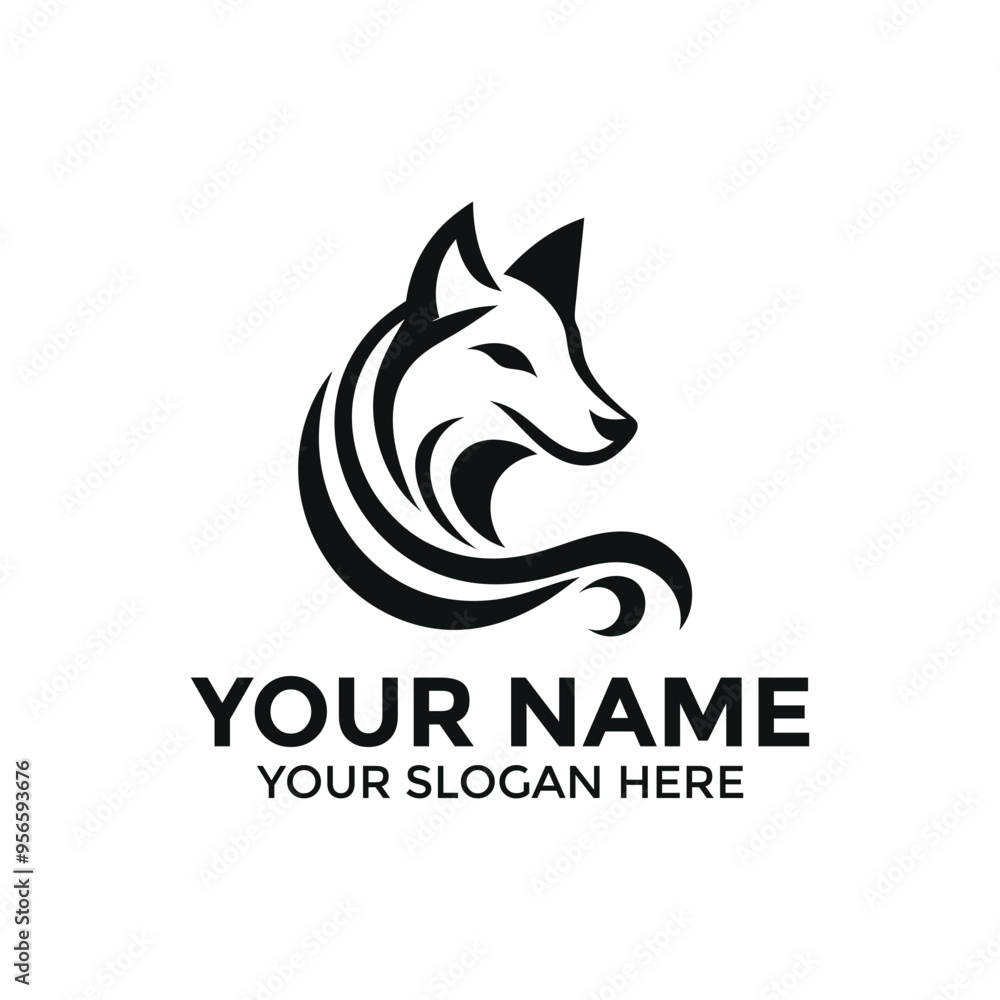 A creative wolf logo design, symbol, business icon design, fox logo, vector illustration