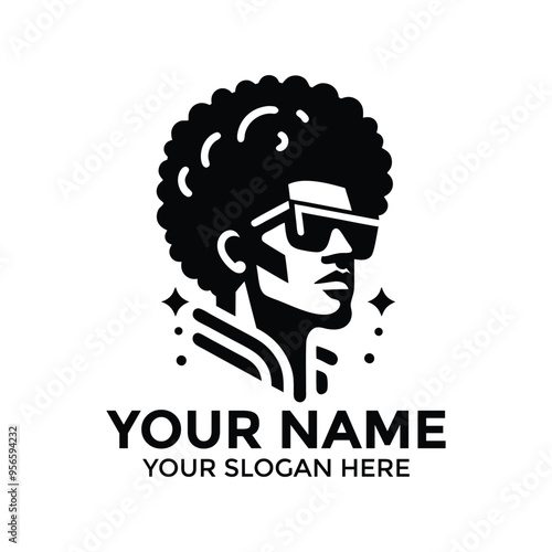 70s, 80s, Stylish Vector Logo Design: Afro Silhouette Head Icon for Creative Branding logo design, elegant, minimal vector head design silhouette vector