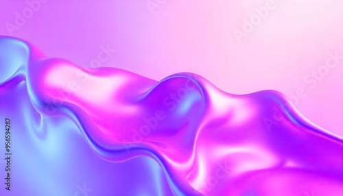 Colorful abstract Holographic background. fluid shapes in shades of pink, purple, and blue, liquid metal, foil, wavy with shiny texture. purple and blue holo fluid shapes colorful background