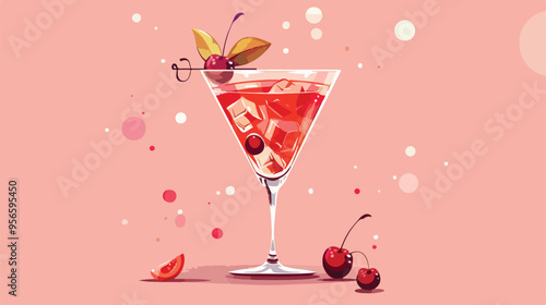 Cocktail Manhattan Banner Minimalistic Cover Design