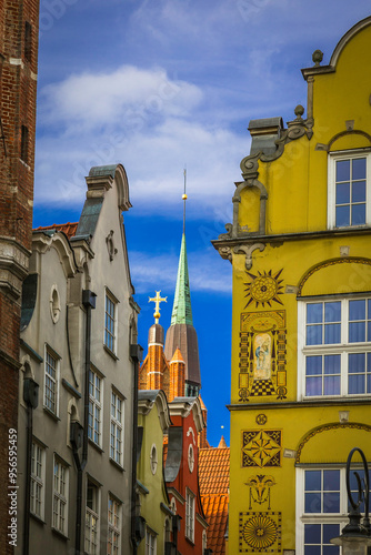 Picturesque polish windows in the streets of Gdansk - Poland photo