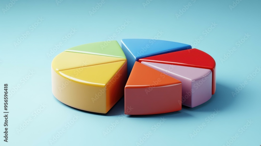 Obraz premium Colorful 3D Pie Chart for Business Data Visualization