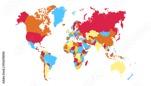 World map. Modern color vector map. Silhouette map