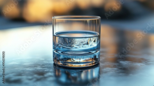 Wallpaper Mural Glass of Water on Tabletop - Minimalist Still Life Photography Torontodigital.ca