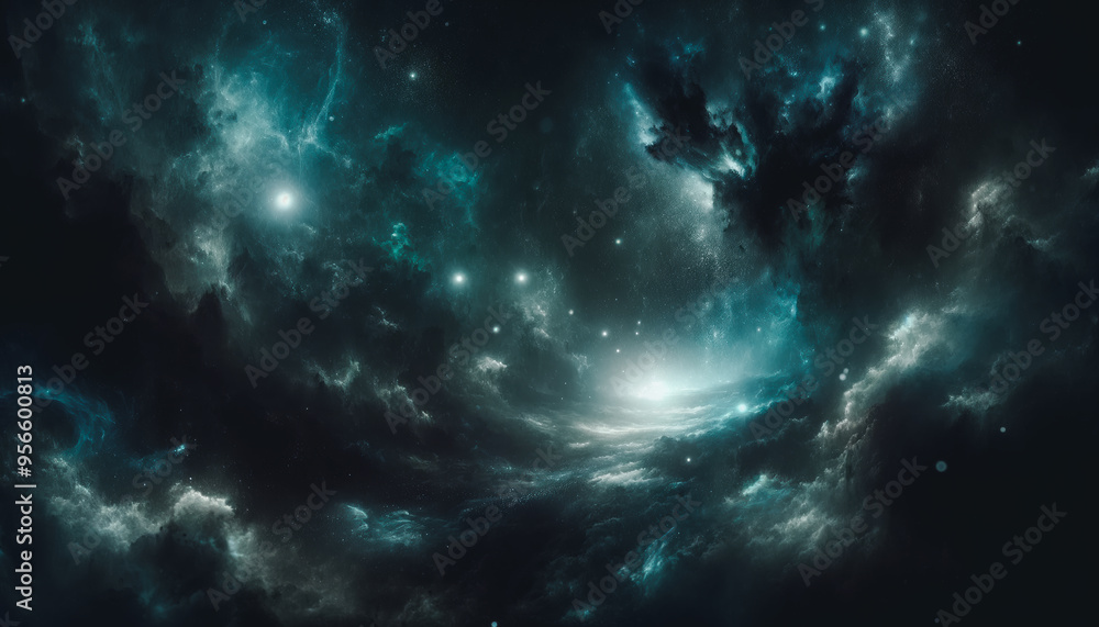 Fototapeta premium A dark sky with a few stars and clouds