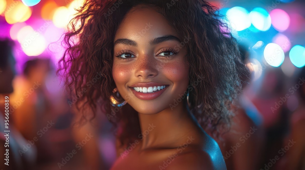 energetic young woman dancing in neonlit nightclub vibrant lights pulsing crowd flirtatious interactions dynamic movement urban nightlife scene energetic young woman dancing in neonlit nightclub vibrant lights pulsing crowd flirtatious interactions dynamic movement urban nightlife scene