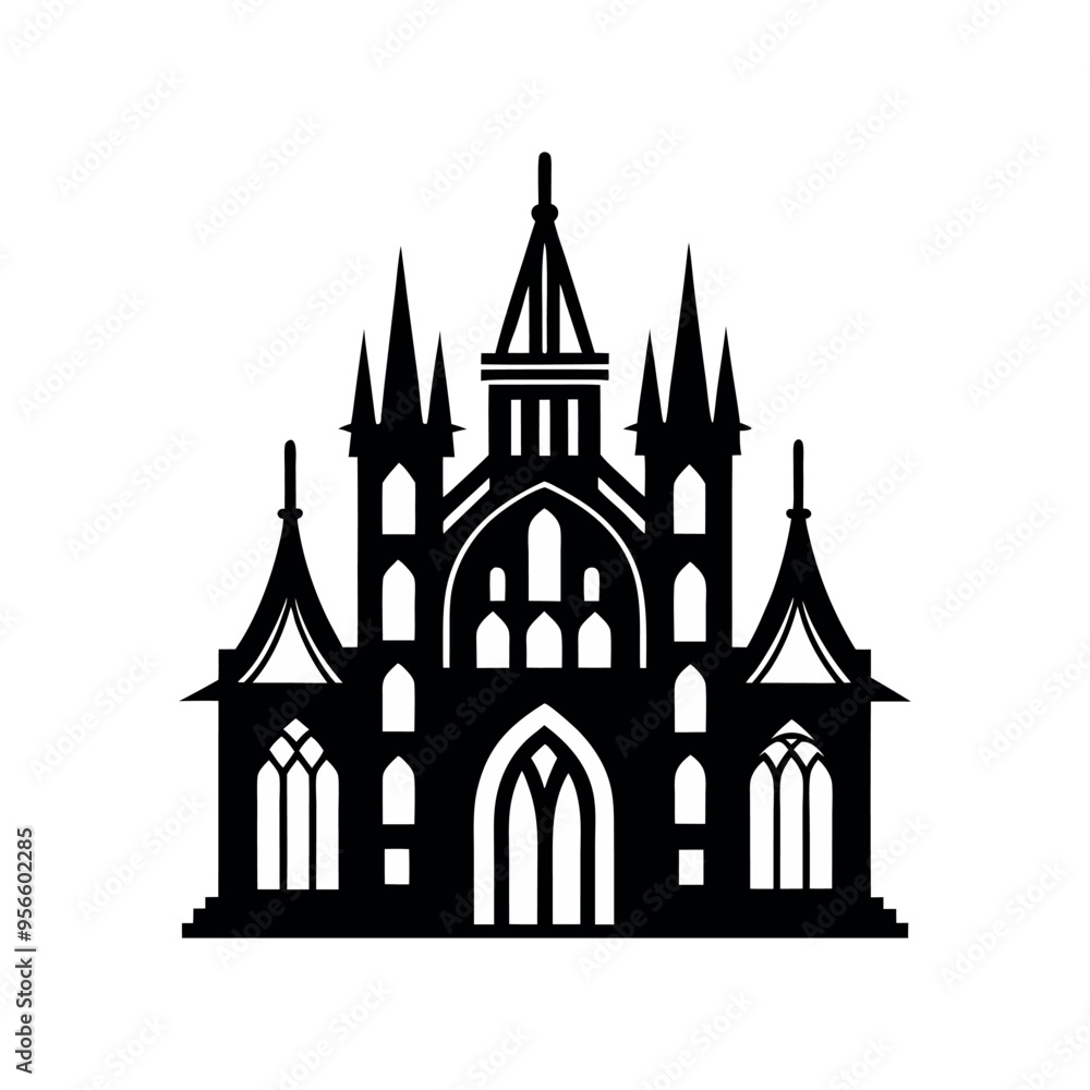 gothic architecture house black and colorful illustration gothic architecture house black and colorful illustration