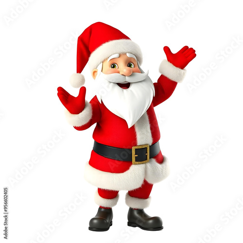 Santa Claus with bag of gifts isolated on a transparent background. 3d illustration.