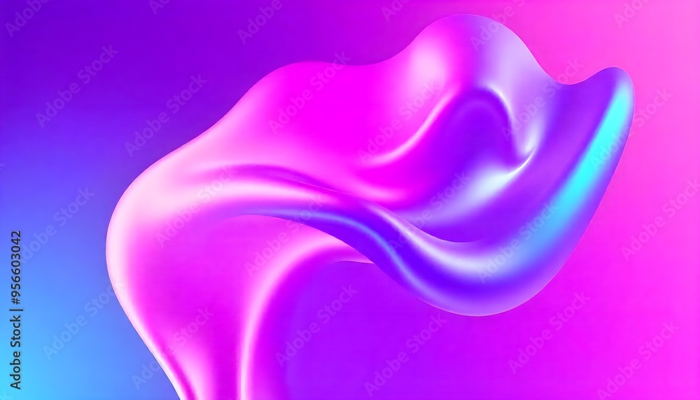 Colorful abstract background made of holographic metal foil. fluid shapes in shades of pink, purple, and blue, liquid metal, foil, wavy with shiny texture. hologram background.