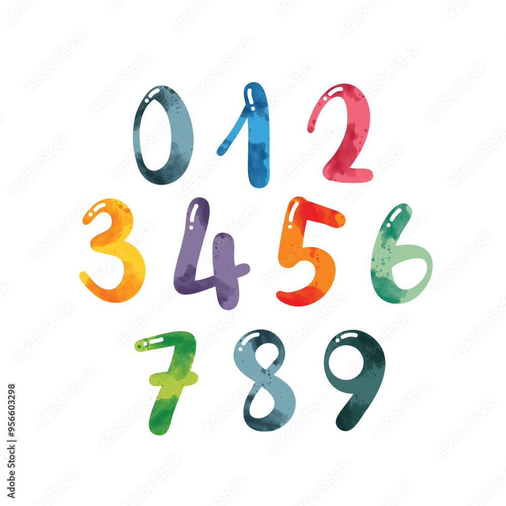 Numbers clipart set, Colorful Numbers illustrations, 0 to 9 Numbers vector design Numbers clipart set, Colorful Numbers illustrations, 0 to 9 Numbers vector design