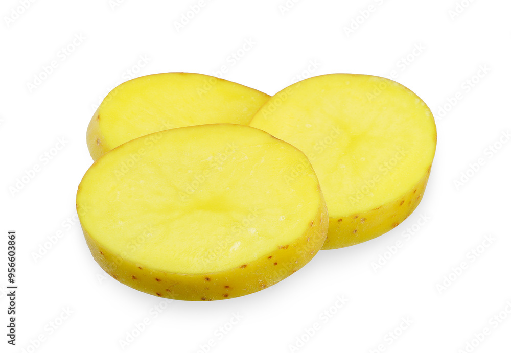 Sliced of Potato isolated on white background. Sliced of Potato isolated on white background.