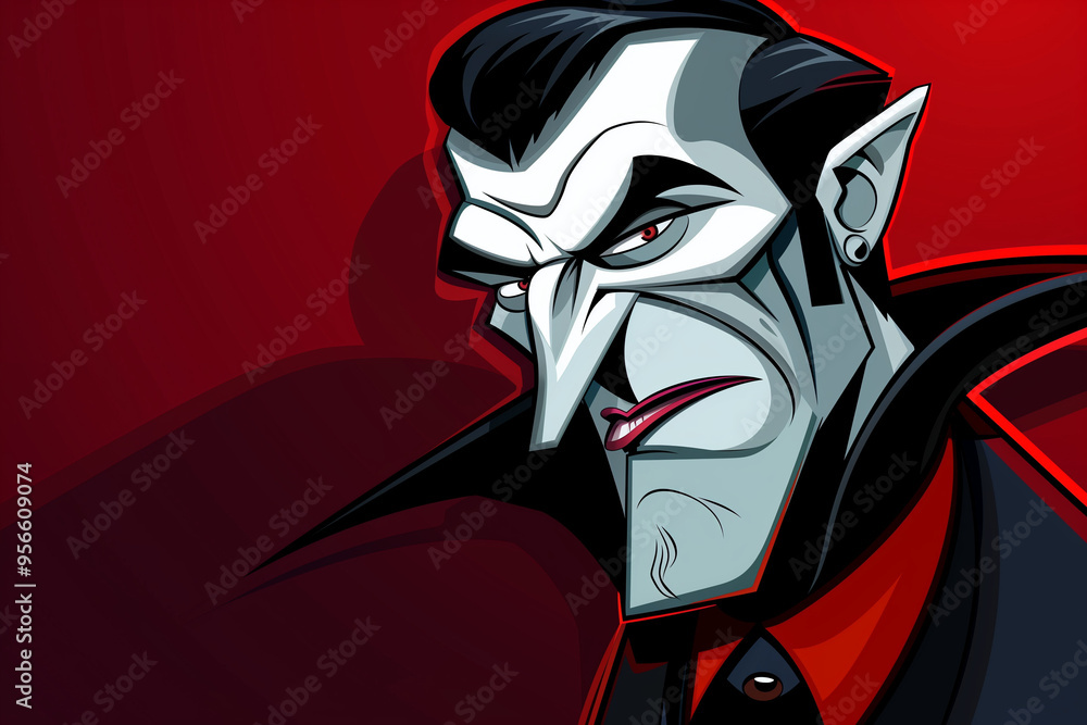 Vampire Dracula spooky illustration that brings a playful Halloween atmosphere to children’s parties and trick-or-treating Vampire Dracula spooky illustration that brings a playful Halloween atmosphere to children’s parties and trick-or-treating