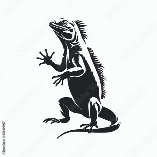 Iguana Silhouette Vector Set Animals Illustration Template