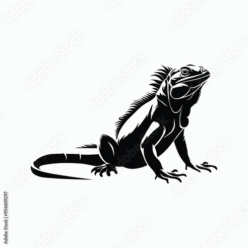 Iguana Silhouette Vector Set Animals Illustration Template