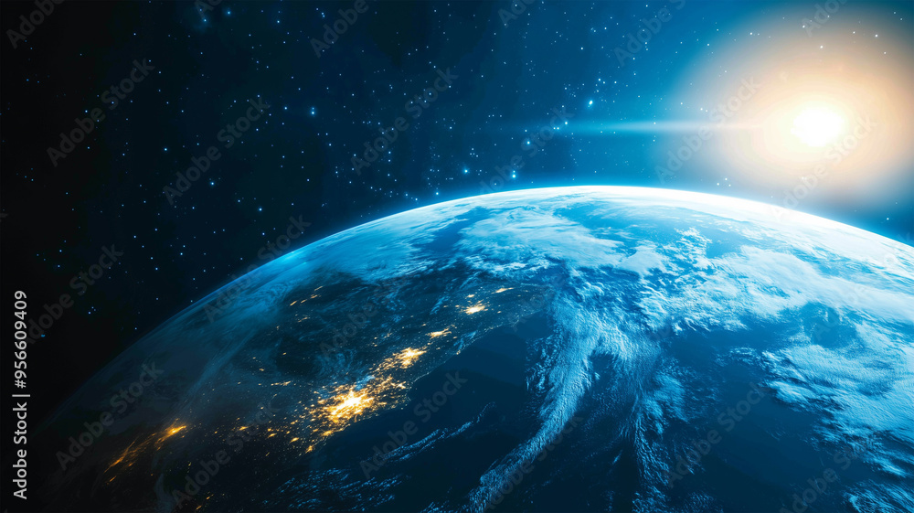 Fototapeta premium 宇宙から見る地球とグローバルSEO