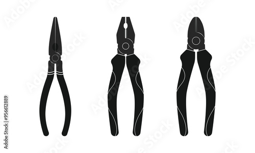 Repair tools set nose pliers and cutting pliers vector illustration