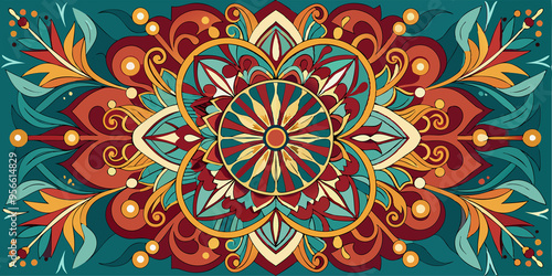 Colorful Ornamental Mandala with Floral Motifs