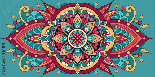 Colorful Mandala with Floral and Geometric Patterns