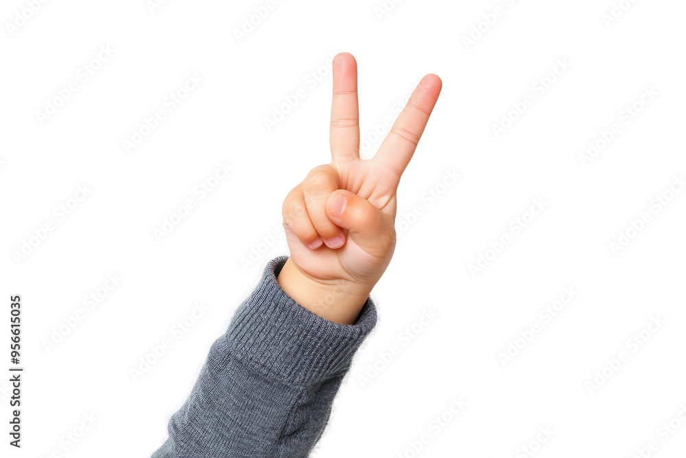 Child Hand Showing Peace Sign Isolated on Transparent Background Child Hand Showing Peace Sign Isolated on Transparent Background