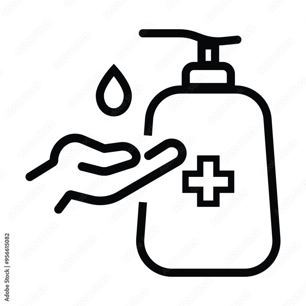 Fototapeta premium Washing hand with sanitizer icon vector on white background