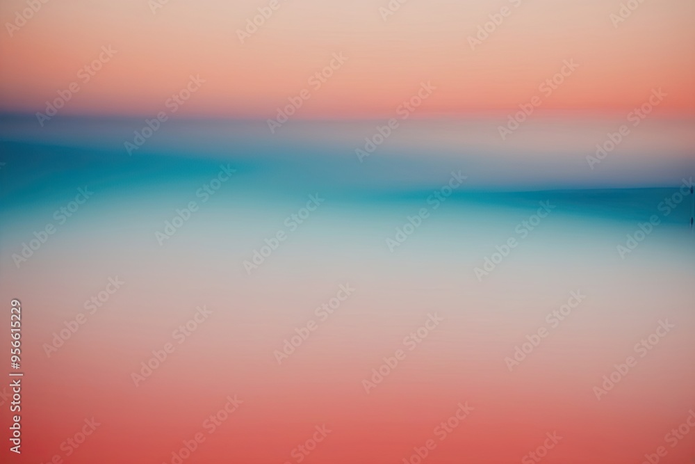 Fototapeta premium Subtle Blurred Gradient Atmosphere in Azure and Coral Hues for a Warm Minimalist Background