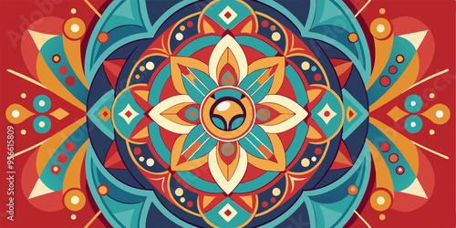 Colorful Abstract Mandala Pattern with Geometric Shapes