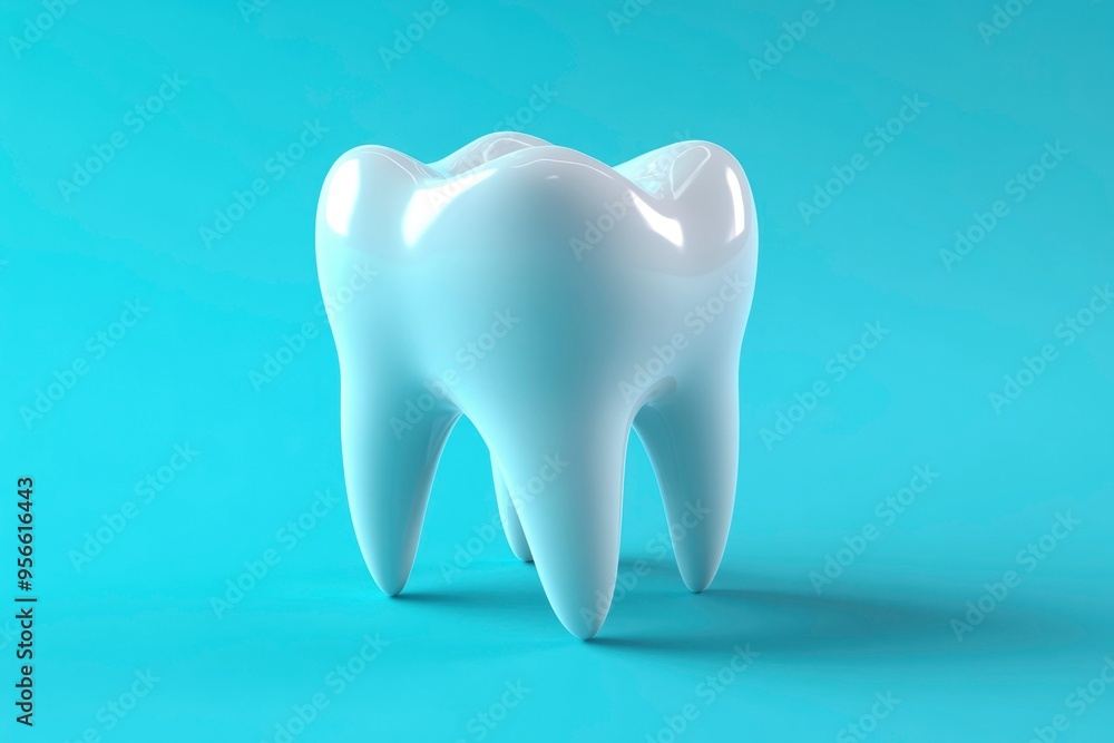 A Single White Tooth on a Blue Background A Single White Tooth on a Blue Background