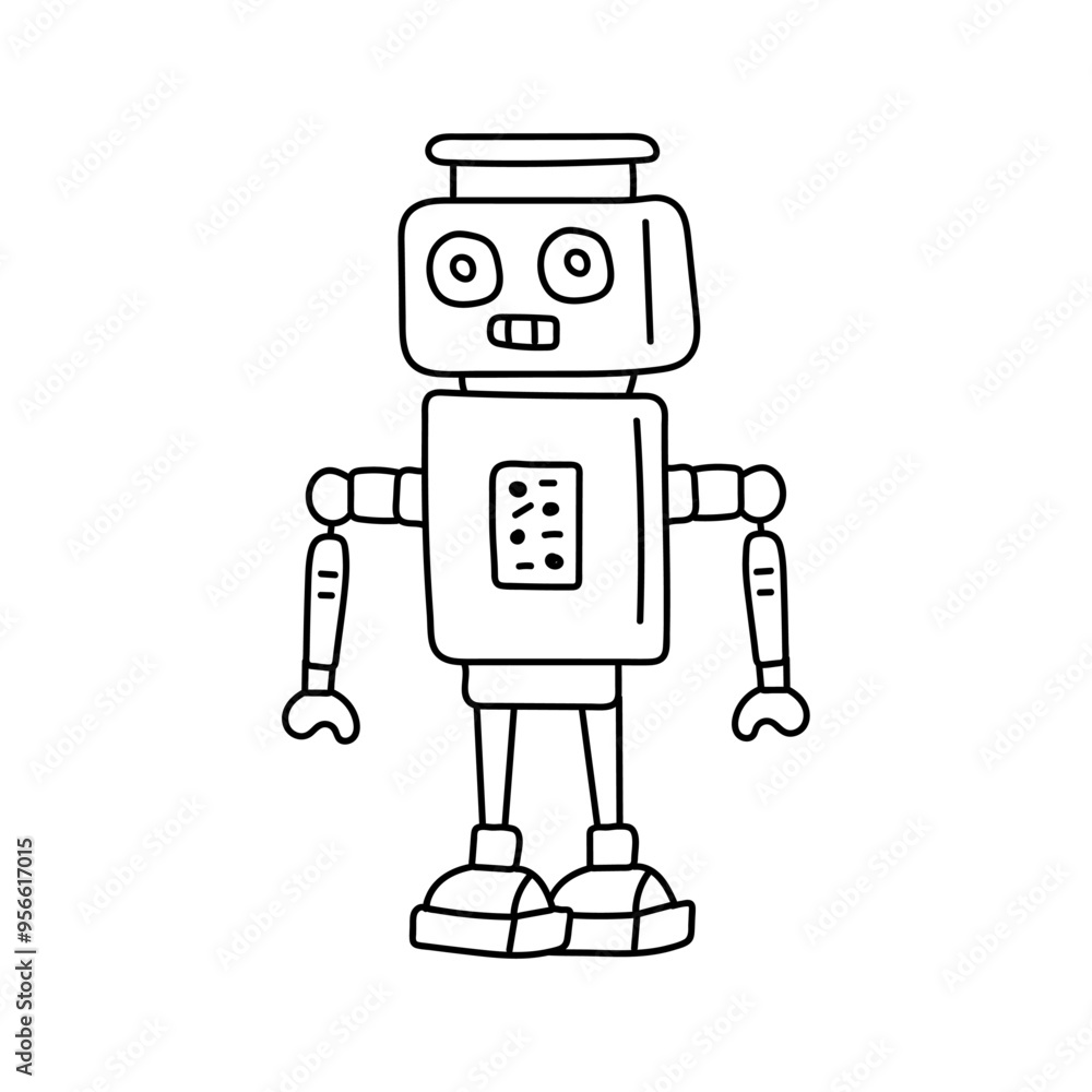 Cute robot in doodle style, childish, vector illustration Cute robot in doodle style, childish, vector illustration
