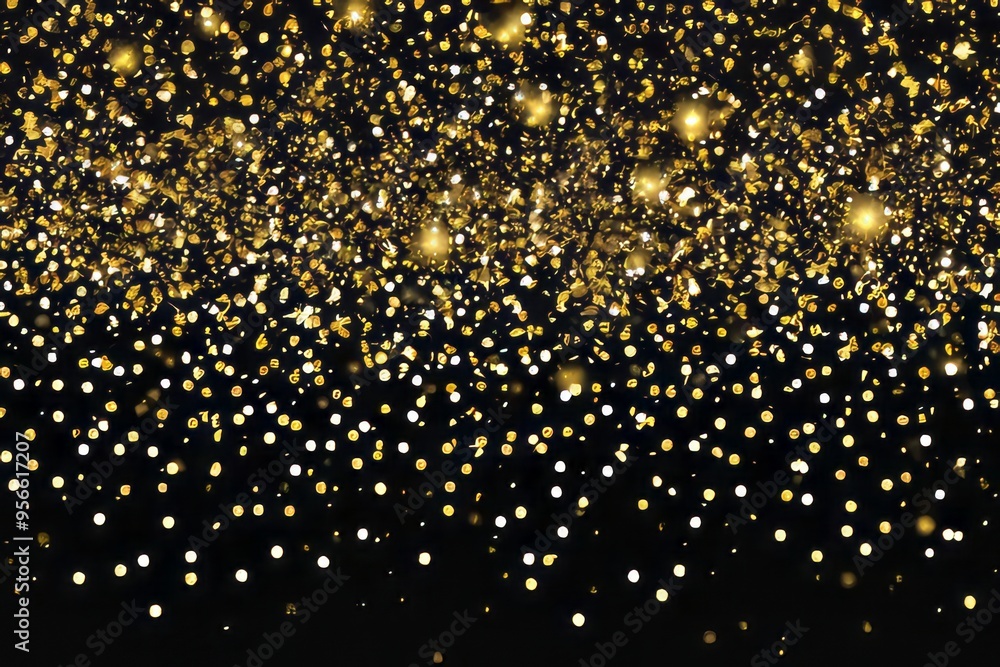 Naklejka premium An explosion of liquid gold glitter. A great background for New Year's holidays, Merry Christmas and New Year greetings.