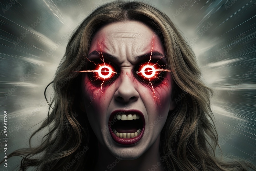 Startled Visage with Strikethrough Eyes and Surreal Energy Startled Visage with Strikethrough Eyes and Surreal Energy