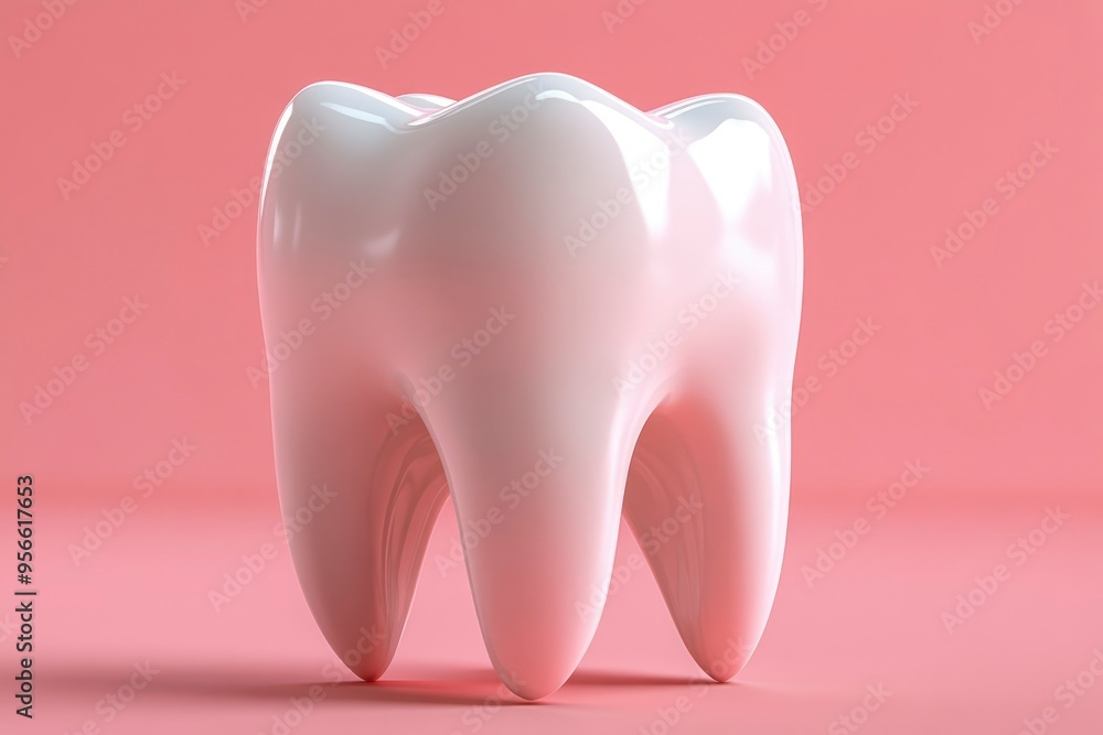 Shiny White Tooth on Pink Background Shiny White Tooth on Pink Background