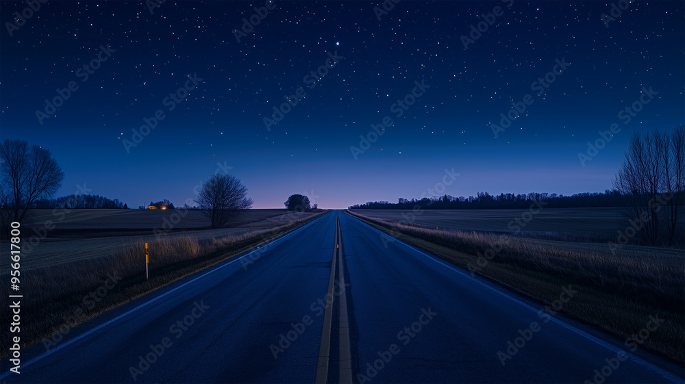 Fototapeta premium 星空の下の車道