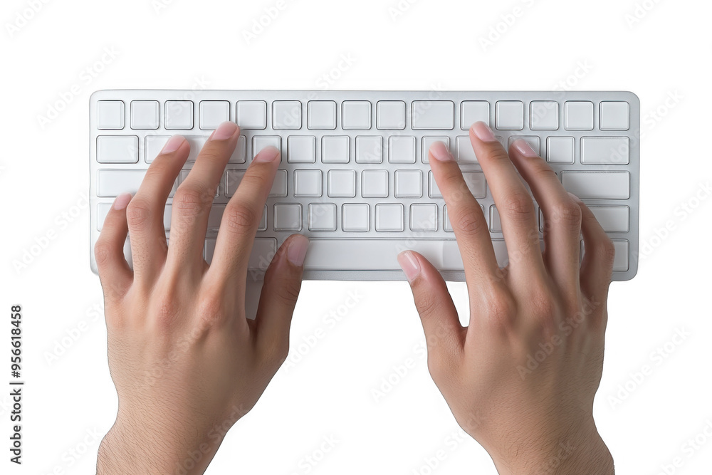Close-Up of Hands Typing on White Keyboard Close-Up of Hands Typing on White Keyboard