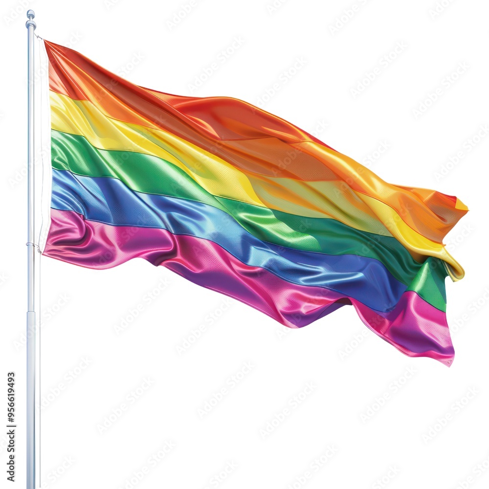 A rainbow flag is waving in the wind A rainbow flag is waving in the wind