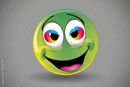 Bewildered Smiley Emoticon with Bright Colors and Whimsical Expression photo