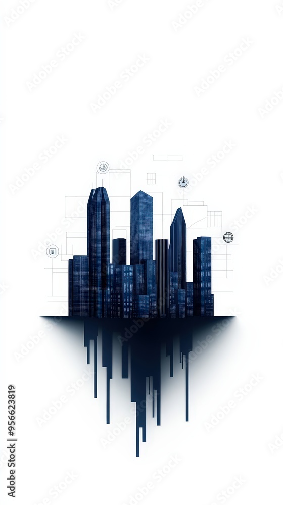 Abstract cityscape with digital network connections. Abstract cityscape with digital network connections.