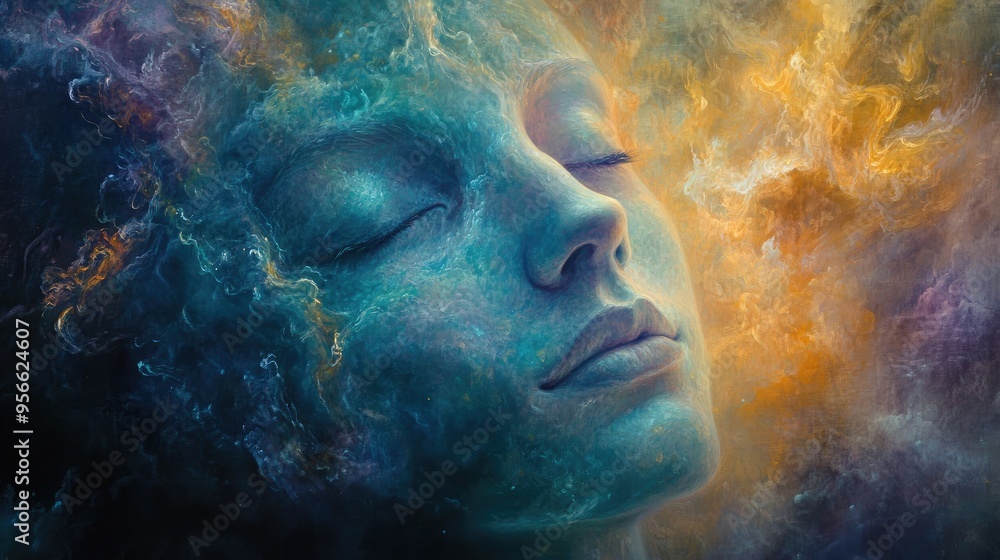 Abstract Portrait of a Woman Immersed in Cosmic Clouds Abstract Portrait of a Woman Immersed in Cosmic Clouds