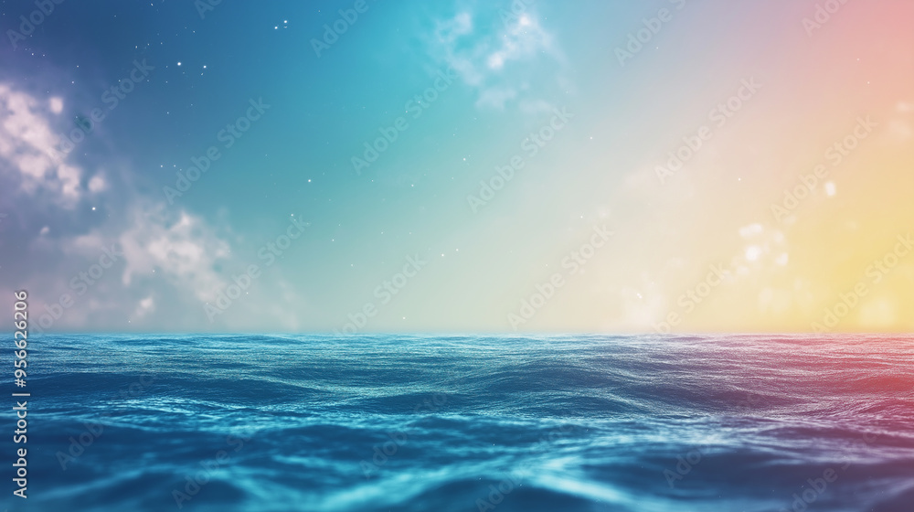 Naklejka premium science fiction wallpaper. Beauty of deep space. Colorful graphics for background, like water waves, clouds, night sky, universe, galaxy, Planets