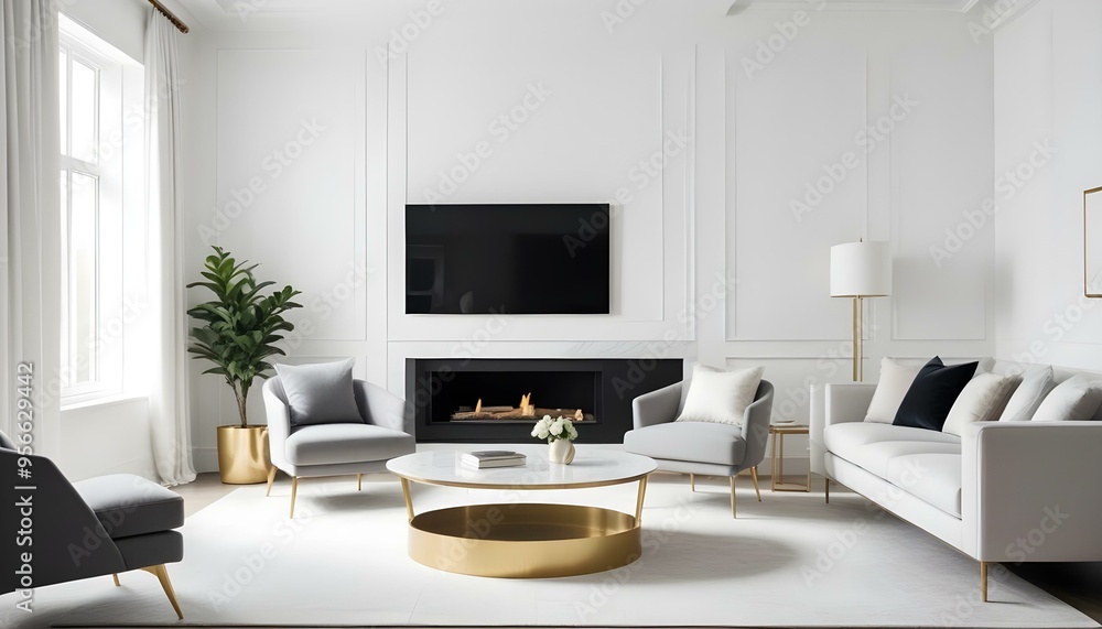 Obraz premium Photo interior modern design room 3d illustration