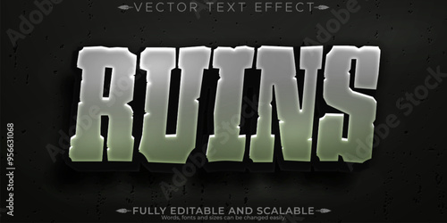 Ruins editable text effect, editable rock and ancient text style