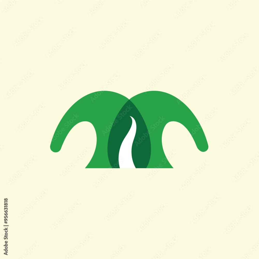 Fototapeta premium Green Fire Letter M Logo Design