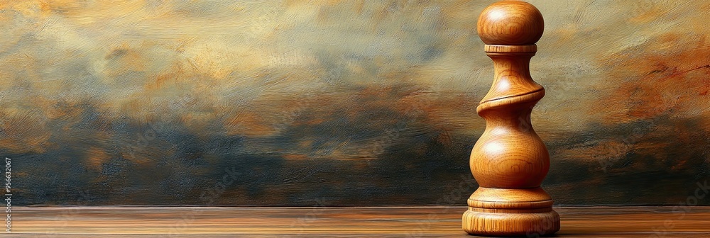 Obraz premium Elegant Wooden Chess Piece on Abstract Background