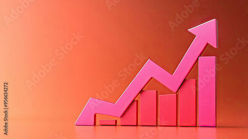 Free Download Pink Growth Chart with Arrow on Orange Background - GFXLoad