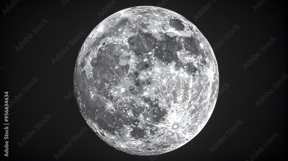 Naklejka premium Luminous full moon casting light on serene night sky for captivating peaceful ambiance in the background