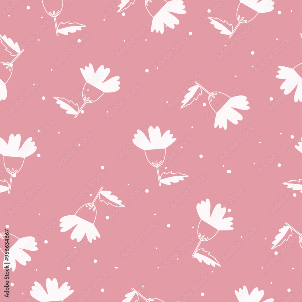 Seamless cute hand drawn floral pattern background Seamless cute hand drawn floral pattern background