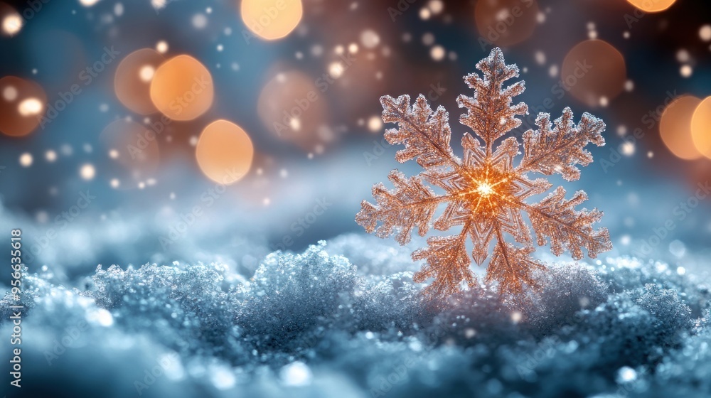 Miracle Christmas snowflakes twinkling in the night sky. Miracle Christmas snowflakes twinkling in the night sky.